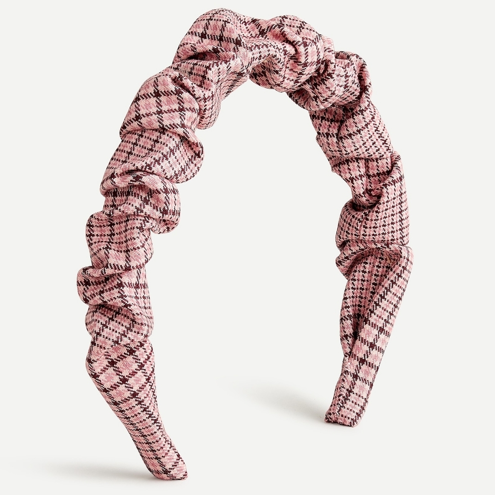 New! J. Crew Scrunchie Head band in Pink Plaid NWT Hair